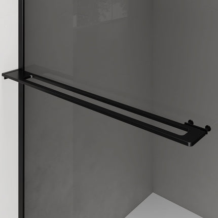 Aloni CURVY Cabina de ducha con toallero - Curvado - Vidrio de seguridad 8 mm - 120x200 cm - Negro mate - Antical - Vidrio ahumado gris