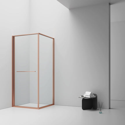 INSLIDE Douchecabine - Naar binnen schuivende deur met zijwand - 90x90x200cm - Geborsteld koper