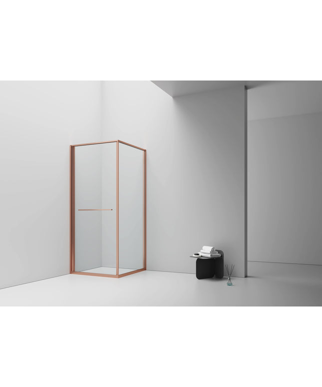 INSLIDE Douchecabine - Naar binnen schuivende deur met zijwand - 90x90x200cm - Geborsteld koper