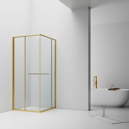 INSLIDE Douchecabine - Naar binnen schuivende deur met zijwand - 90x90x200cm - Geborsteld goud - afbeelding 2