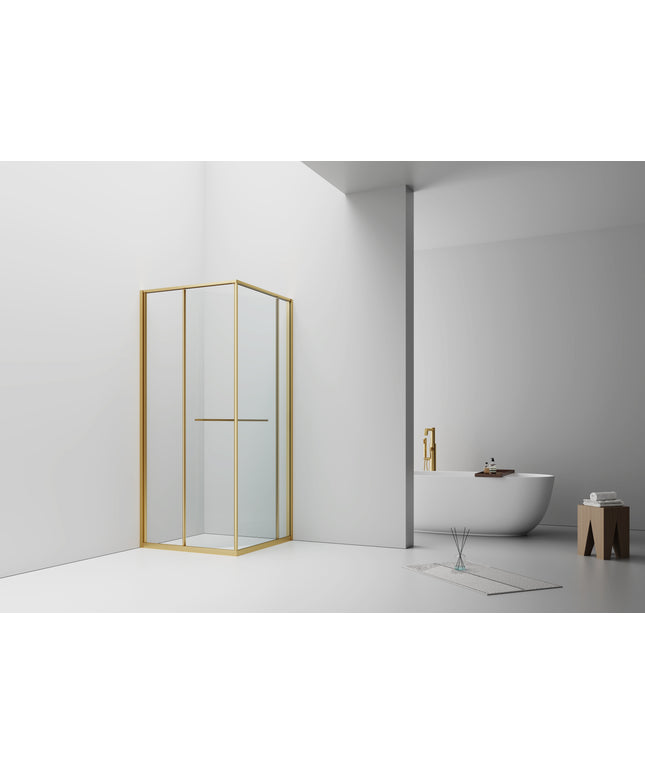INSLIDE Douchecabine - Naar binnen schuivende deur met zijwand - 90x90x200cm - Geborsteld goud - afbeelding 2