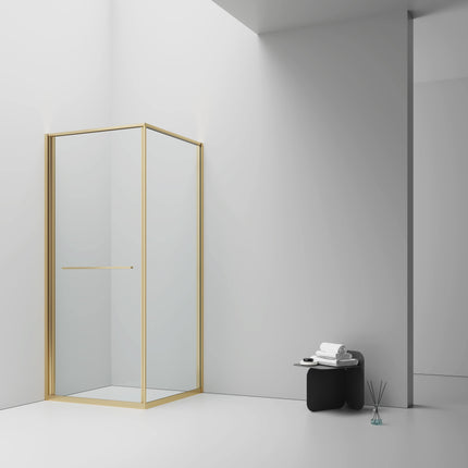 INSLIDE Douchecabine - Naar binnen schuivende deur met zijwand - 90x90x200cm - Geborsteld goud