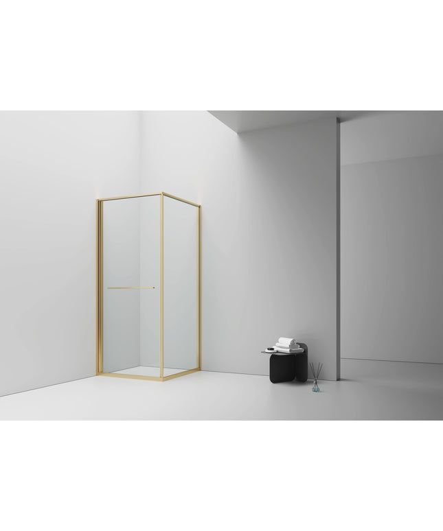 INSLIDE Douchecabine - Naar binnen schuivende deur met zijwand - 90x90x200cm - Geborsteld goud