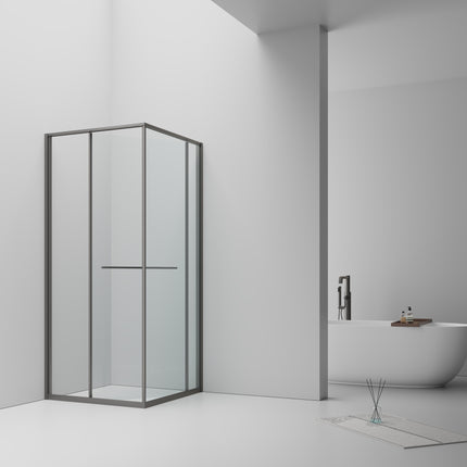 INSLIDE Douchecabine - Naar binnen schuivende deur met zijwand - 90x90x200cm - Gunmetal - afbeelding 2