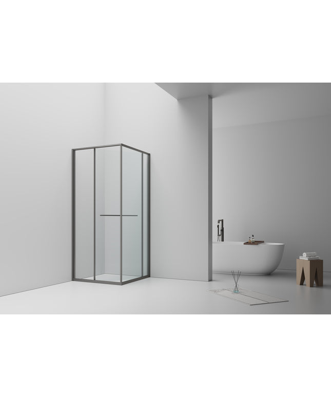 INSLIDE Douchecabine - Naar binnen schuivende deur met zijwand - 90x90x200cm - Gunmetal - afbeelding 2