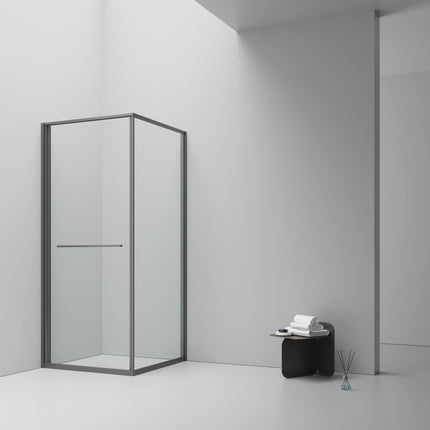 INSLIDE Douchecabine - Naar binnen schuivende deur met zijwand - 90x90x200cm - Gunmetal