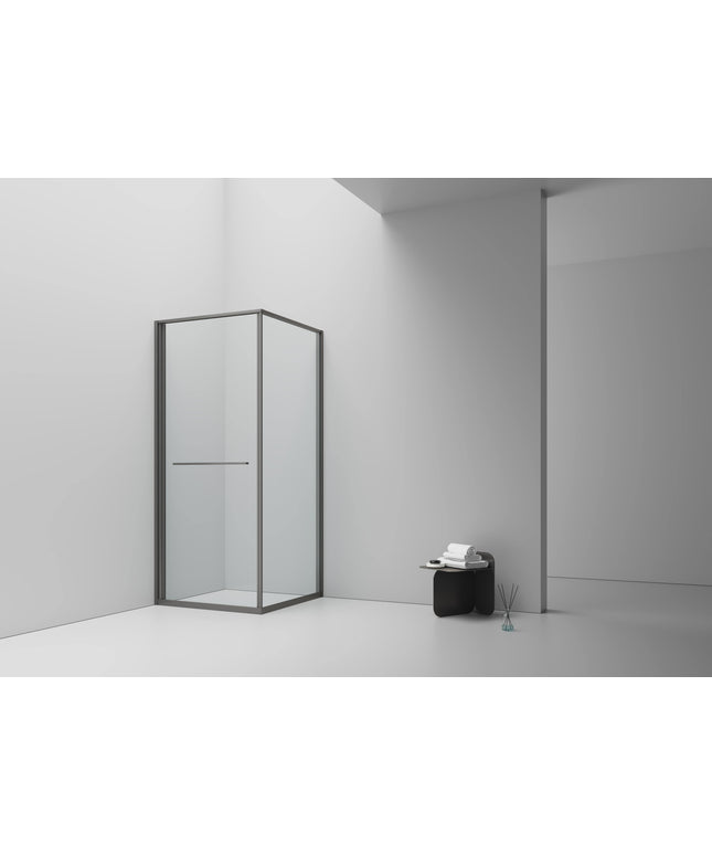 INSLIDE Douchecabine - Naar binnen schuivende deur met zijwand - 90x90x200cm - Gunmetal