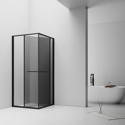 INSLIDE Douchecabine - Naar binnen openende schuifdeur en zijwand - 90x90x200cm - Mat zwart - afbeelding 2