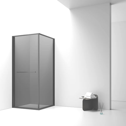 INSLIDE Douchecabine - Naar binnen openende schuifdeur en zijwand - 90x90x200cm - Mat zwart