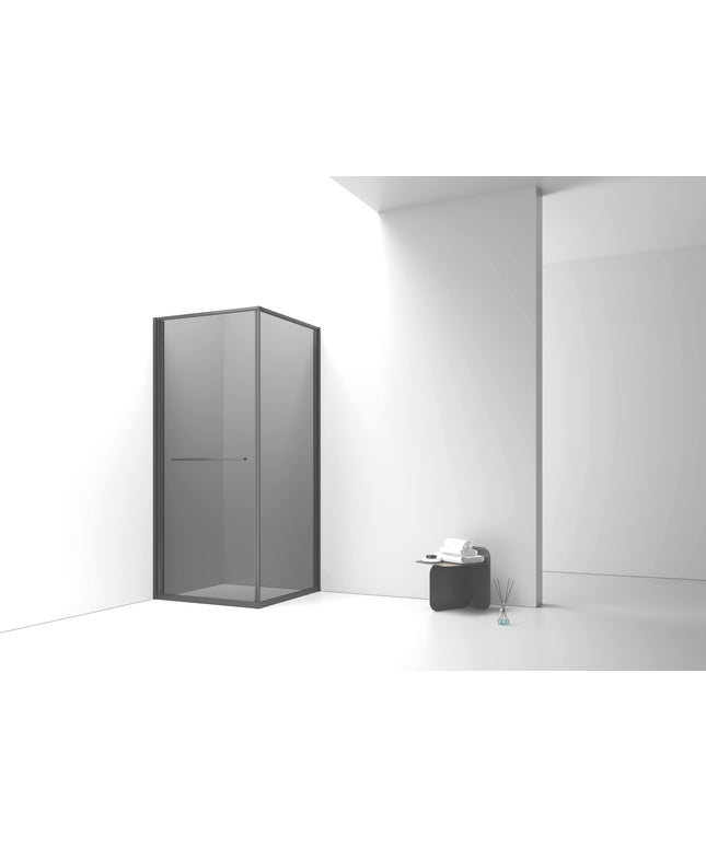 INSLIDE Douchecabine - Naar binnen openende schuifdeur en zijwand - 90x90x200cm - Mat zwart