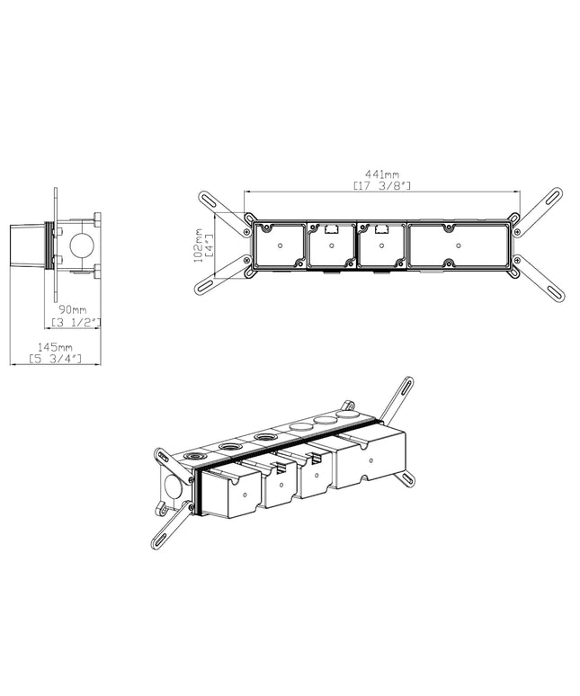DutchLine - Inbouw Thermostatische Douchekraan - 3-Weg