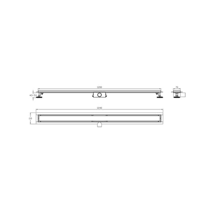 DutchLine - Douchegoot met flens en tegelrooster - RVS - 1200x70mm