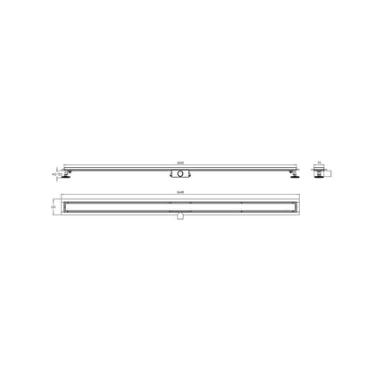 DutchLine - Douchegoot met flens en tegelrooster - RVS - 1600x70mm