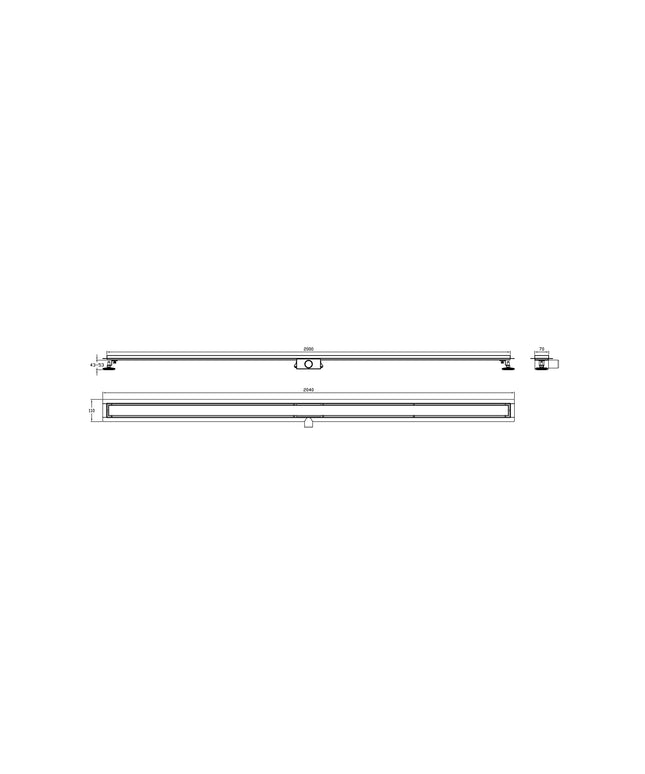 DutchLine - Douchegoot met flens en tegelrooster - RVS - 2000x70mm