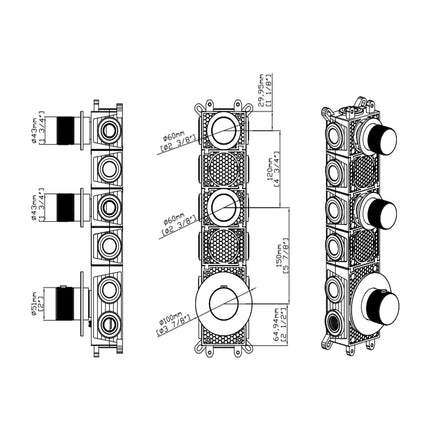 DutchLine - Grip 3-Weg Thermostische Douchekraan – Chroom