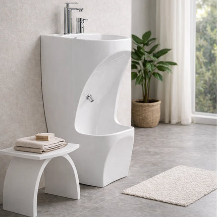 DutchLine - Keramische Wastafel DUO WUDU - Glans Wit