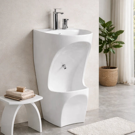 DutchLine - Keramische Wastafel DUO WUDU - Glans Wit