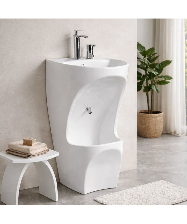 DutchLine - Keramische Wastafel DUO WUDU - Glans Wit