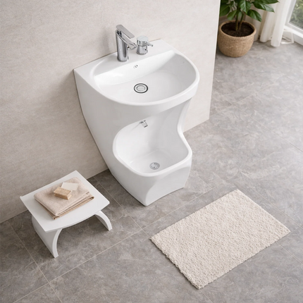 DutchLine - Keramische Wastafel DUO WUDU - Glans Wit