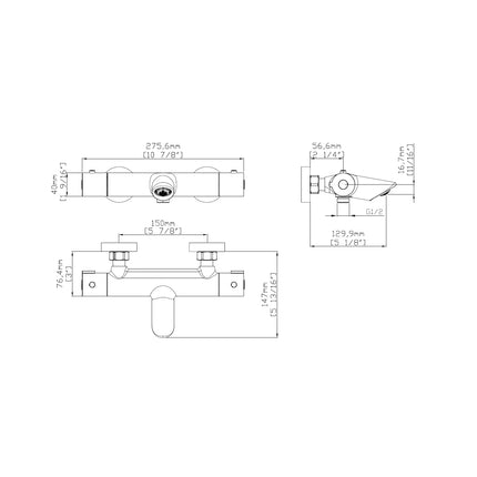 DutchLine - Thermostatische Badkraan - S-Line - Chroom