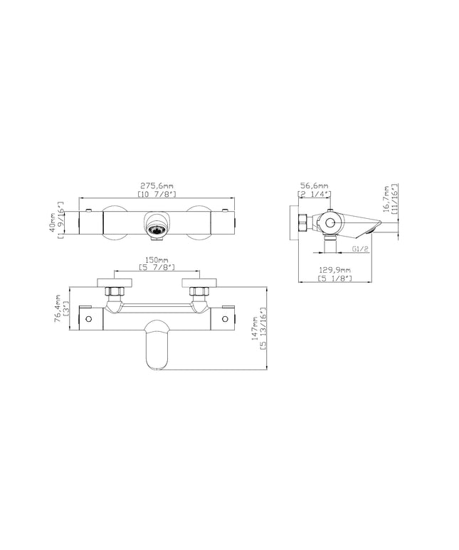 DutchLine - Thermostatische Badkraan - S-Line - Chroom