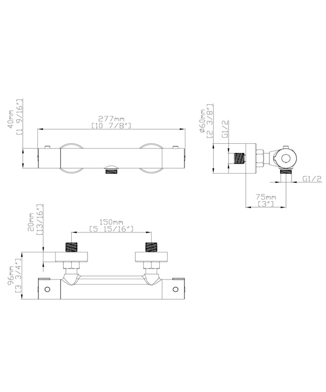 DutchLine - S-Line Thermostatische Douchemengkraan H/H 150 – Geborsteld Staal