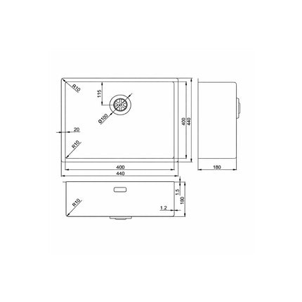 DutchLine - Spoelbak 400x400x180 – Geborsteld Brons Koper