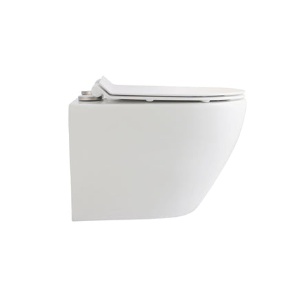 Inodoro suspendido ALONI ECO – sin borde – compacto 49 cm – asiento termoplástico – cierre suave – cierre rápido – blanco brillo