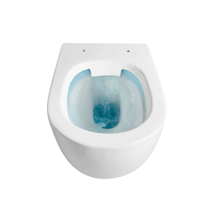 Inodoro suspendido ALONI ECO – sin borde – compacto 49 cm – asiento termoplástico – cierre suave – cierre rápido – blanco brillo