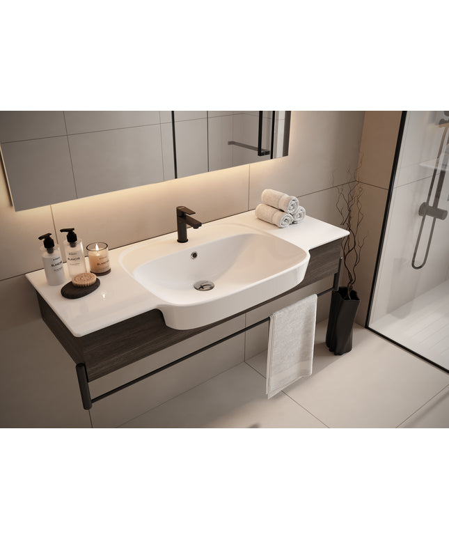 CREAVIT Saily wastafel - 100x45cm - 1 kraangat - Glanzend wit - afbeelding 4