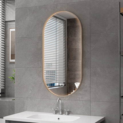ALONI Avalo Badkamerspiegel - Ovaal met LED - 50x100cm - Geborsteld bruin brons - afbeelding 2