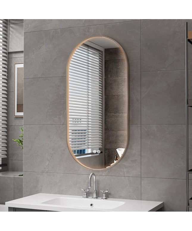 ALONI Avalo Badkamerspiegel - Ovaal met LED - 50x100cm - Geborsteld bruin brons - afbeelding 2