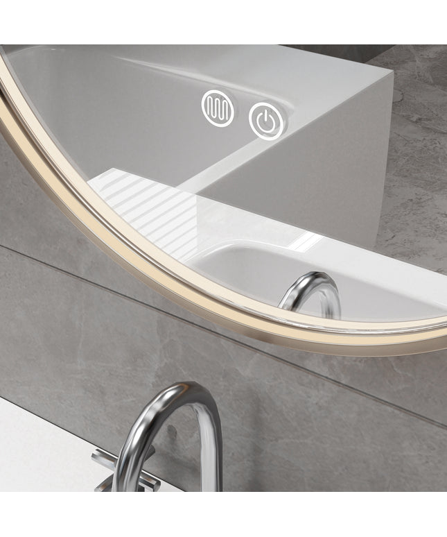 ALONI Avalo Badkamerspiegel - Ovaal met LED - 50x100cm - Geborsteld bruin brons - afbeelding 3