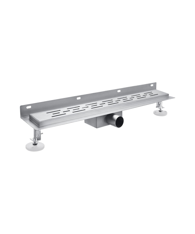 Ralo de chuveiro ALONI com flange de parede – 90 cm – aço inoxidável escovado – incluindo grelha e sifão