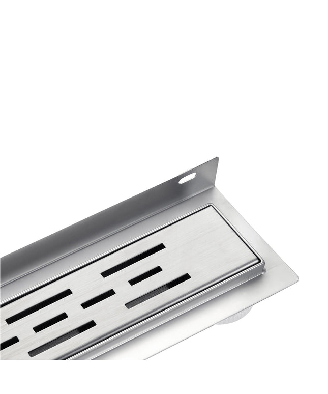 Ralo de chuveiro ALONI com flange de parede – 90 cm – aço inoxidável escovado – incluindo grelha e sifão