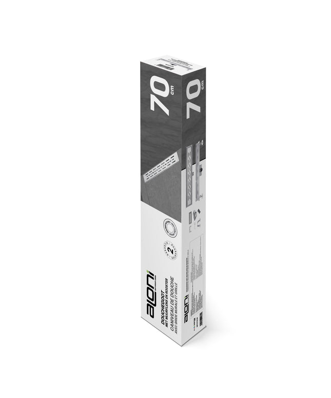 Ralo de chuveiro ALONI com flange de parede – 90 cm – aço inoxidável escovado – incluindo grelha e sifão