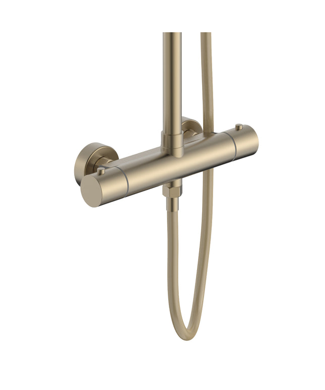 ALONI Optima Rondo Regendoucheset - Thermostatisch Opbouw - Geborsteld goud - afbeelding 2