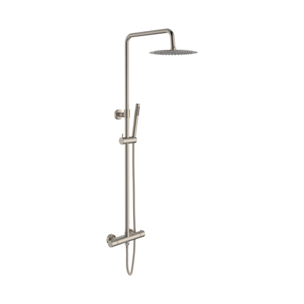 Conjunto de ducha de lluvia ALONI Optima Rondo – termostático – Cool Touch – de superficie – Belgaqua – acero inoxidable cepillado
