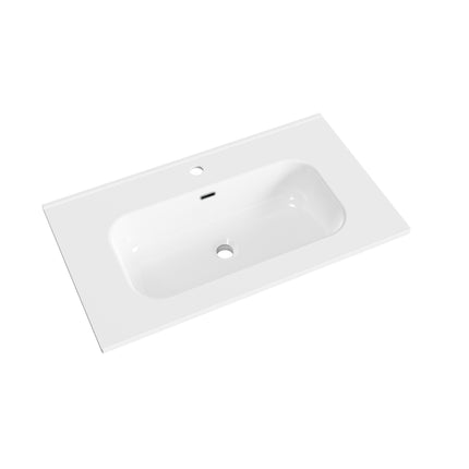 ALONI Liva wastafel - 80x46 cm - 1 kraangat - met overloop - Glanzend wit