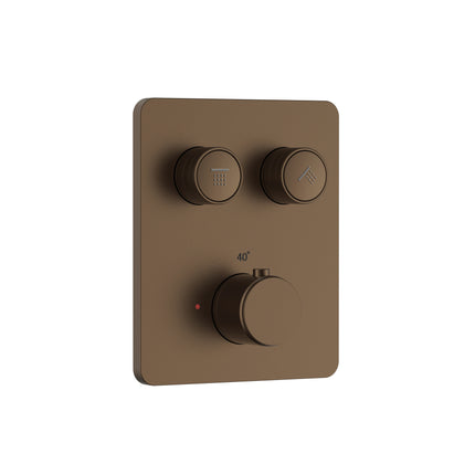 STRIA Inbouw Thermostatische Douchemengkraan 2-weg - 170x140mm - Geborsteld bruin brons