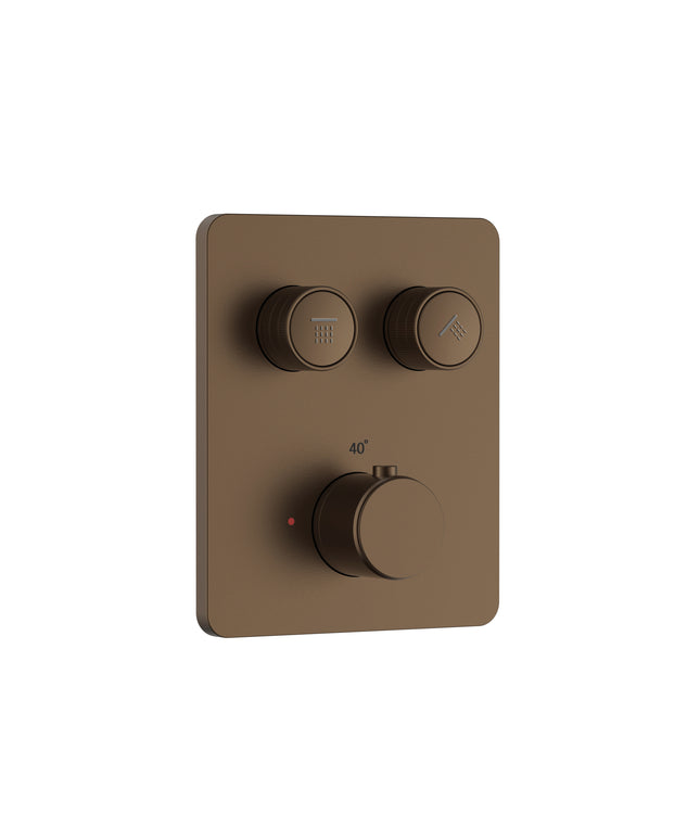 STRIA Inbouw Thermostatische Douchemengkraan 2-weg - 170x140mm - Geborsteld bruin brons
