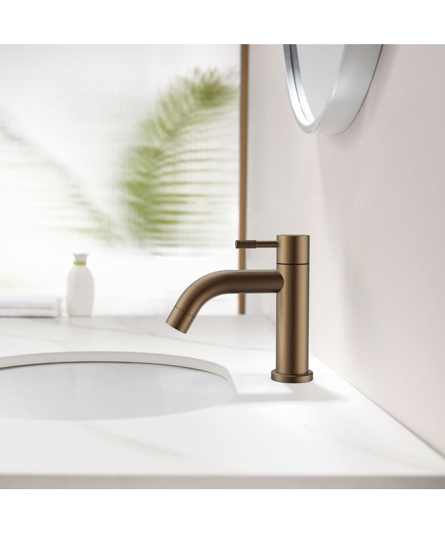 STRIA Koudwaterkraan - Hendel met ribbelstructuur - Geborsteld bruin brons - afbeelding 2