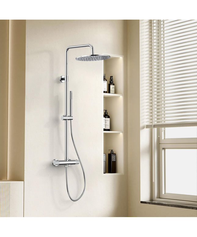 STRIA Regendoucheset Thermostatisch - Opbouw 30 cm hoofddouche - Chroom - afbeelding 2