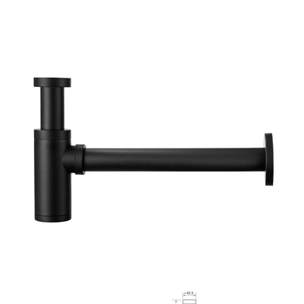 Juego completo de fuente ALONI Essi - fuente derecha - grifo, sifón y tapón de desagüe - negro mate - 38x22 cm