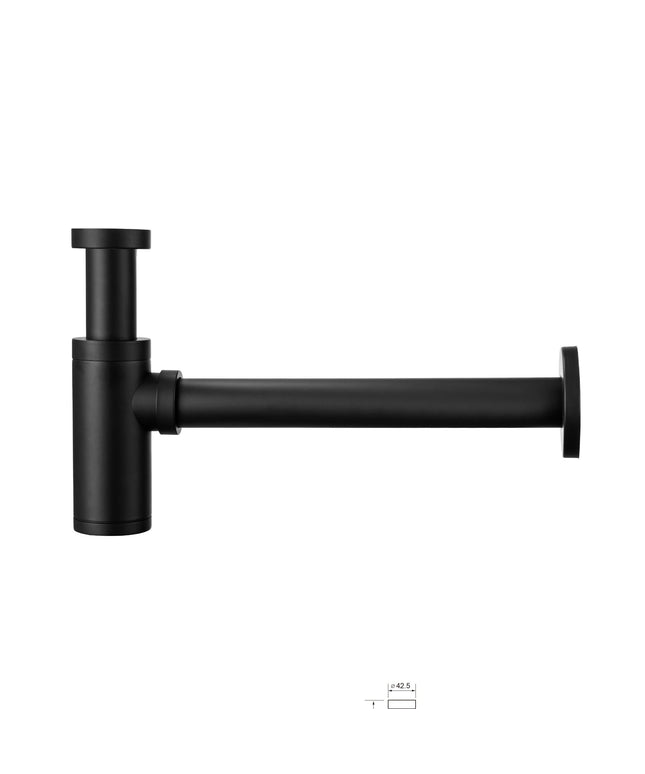 Juego completo de fuente ALONI Essi - fuente derecha - grifo, sifón y tapón de desagüe - negro mate - 38x22 cm