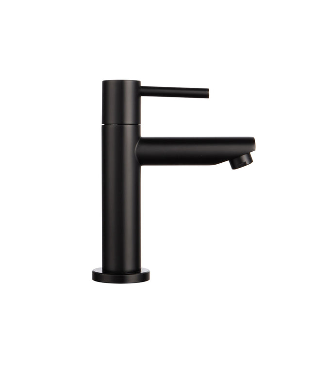 Juego completo de fuente ALONI Essi - fuente derecha - grifo, sifón y tapón de desagüe - negro mate - 38x22 cm