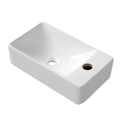 Conjunto completo de fuente ALONI Essi - fuente derecha - grifo, sifón y tapón de desagüe - blanco brillante - cromo - 38x22 cm