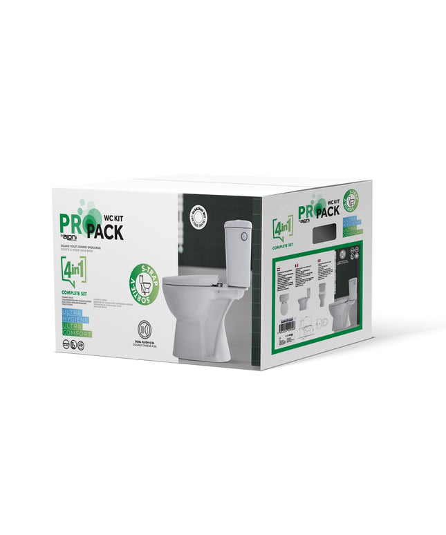 ALONI PRO duoblock floor-standing toilet – rimless – S-trap – floor outlet – reservoir – soft close seat – 4/6L – 39x73x67 cm – white