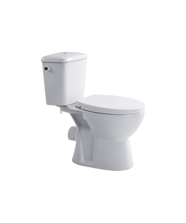 ALONI PRO duoblock floor-standing toilet - rimless - P-trap - wall outlet - reservoir - soft close seat - 4/6L - 39x73x67 cm - white