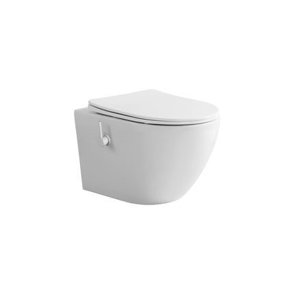 ALONI Hangtoilet met bidet - 360° Flush randloos - Mat wit - 52,5cm
